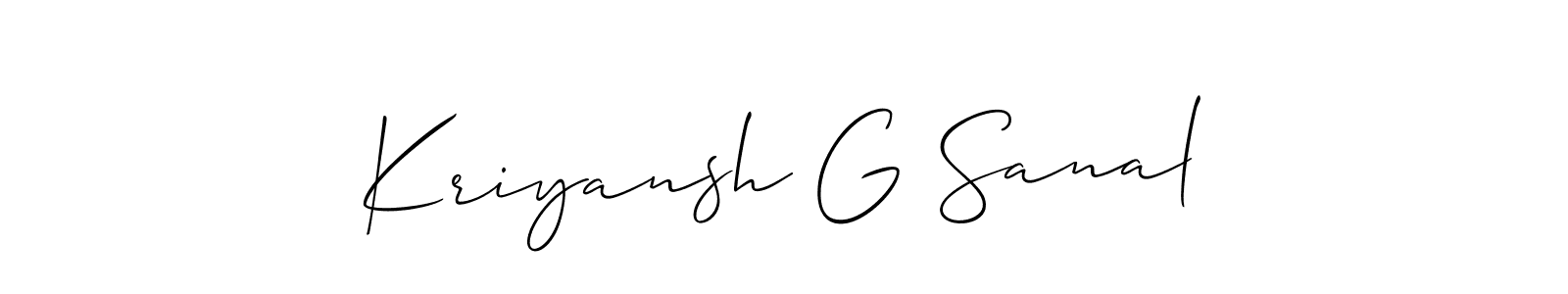 How to make Kriyansh G Sanal signature? Allison_Script is a professional autograph style. Create handwritten signature for Kriyansh G Sanal name. Kriyansh G Sanal signature style 2 images and pictures png