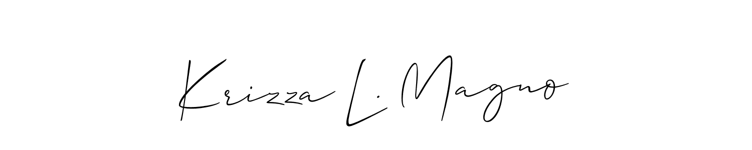 Similarly Allison_Script is the best handwritten signature design. Signature creator online .You can use it as an online autograph creator for name Krizza L. Magno. Krizza L. Magno signature style 2 images and pictures png