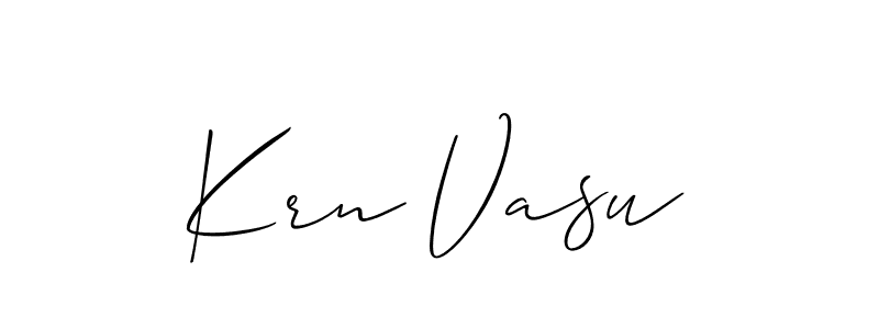 The best way (Allison_Script) to make a short signature is to pick only two or three words in your name. The name Krn Vasu include a total of six letters. For converting this name. Krn Vasu signature style 2 images and pictures png