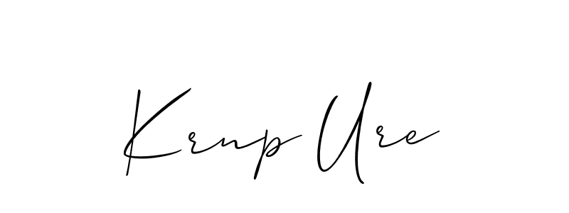 Similarly Allison_Script is the best handwritten signature design. Signature creator online .You can use it as an online autograph creator for name Krnp Ure. Krnp Ure signature style 2 images and pictures png