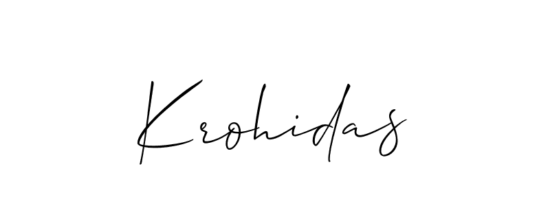 Allison_Script is a professional signature style that is perfect for those who want to add a touch of class to their signature. It is also a great choice for those who want to make their signature more unique. Get Krohidas name to fancy signature for free. Krohidas signature style 2 images and pictures png