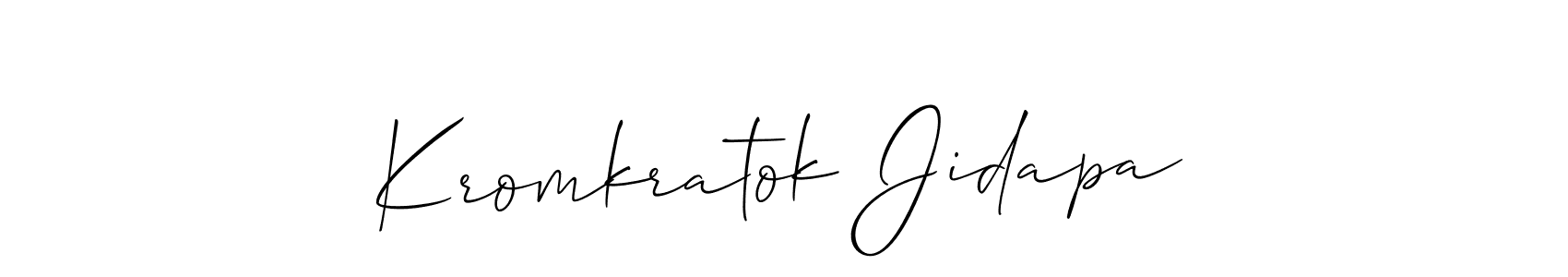 You should practise on your own different ways (Allison_Script) to write your name (Kromkratok Jidapa) in signature. don't let someone else do it for you. Kromkratok Jidapa signature style 2 images and pictures png