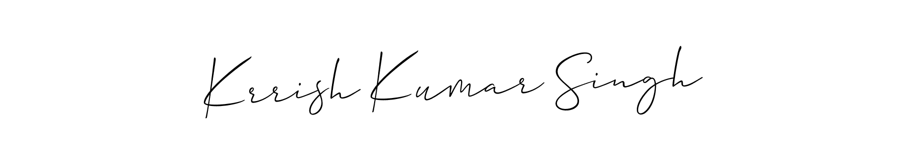 if you are searching for the best signature style for your name Krrish Kumar Singh. so please give up your signature search. here we have designed multiple signature styles  using Allison_Script. Krrish Kumar Singh signature style 2 images and pictures png
