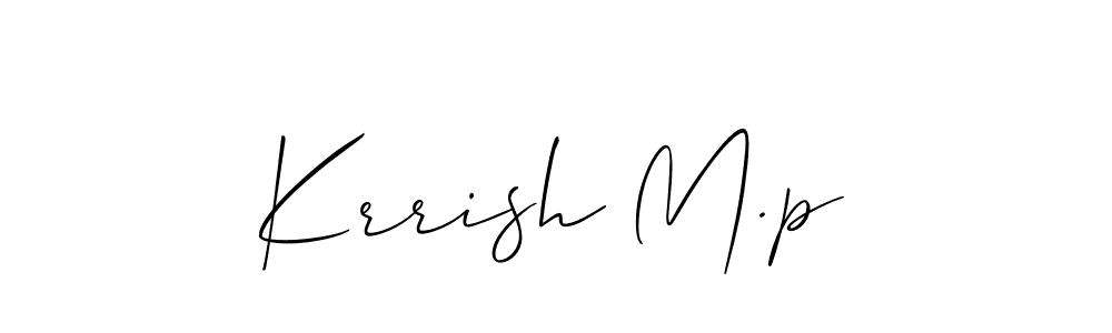 It looks lik you need a new signature style for name Krrish M.p. Design unique handwritten (Allison_Script) signature with our free signature maker in just a few clicks. Krrish M.p signature style 2 images and pictures png