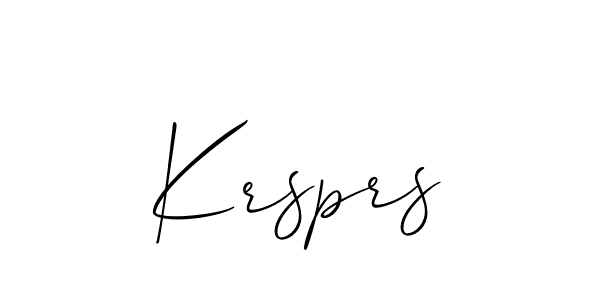 The best way (Allison_Script) to make a short signature is to pick only two or three words in your name. The name Krsprs include a total of six letters. For converting this name. Krsprs signature style 2 images and pictures png