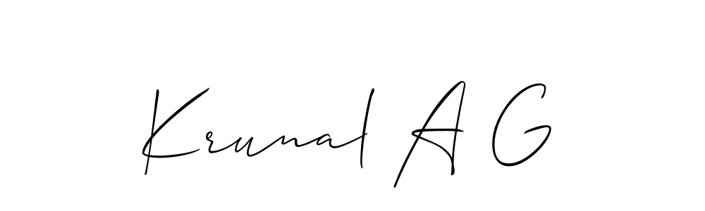 It looks lik you need a new signature style for name Krunal A G. Design unique handwritten (Allison_Script) signature with our free signature maker in just a few clicks. Krunal A G signature style 2 images and pictures png