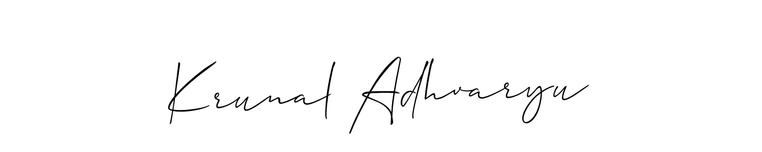 Design your own signature with our free online signature maker. With this signature software, you can create a handwritten (Allison_Script) signature for name Krunal Adhvaryu. Krunal Adhvaryu signature style 2 images and pictures png