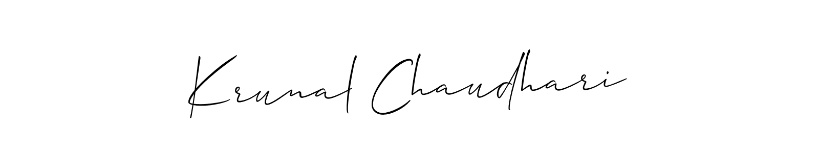 How to make Krunal Chaudhari name signature. Use Allison_Script style for creating short signs online. This is the latest handwritten sign. Krunal Chaudhari signature style 2 images and pictures png