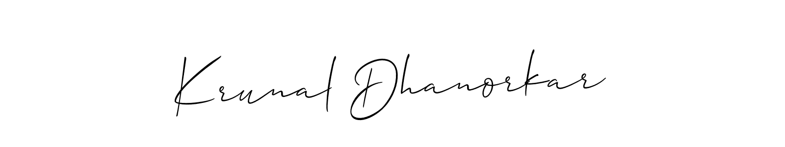 Make a beautiful signature design for name Krunal Dhanorkar. With this signature (Allison_Script) style, you can create a handwritten signature for free. Krunal Dhanorkar signature style 2 images and pictures png