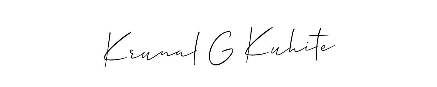 How to make Krunal G Kuhite name signature. Use Allison_Script style for creating short signs online. This is the latest handwritten sign. Krunal G Kuhite signature style 2 images and pictures png