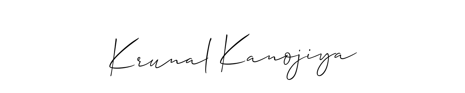 Create a beautiful signature design for name Krunal Kanojiya. With this signature (Allison_Script) fonts, you can make a handwritten signature for free. Krunal Kanojiya signature style 2 images and pictures png