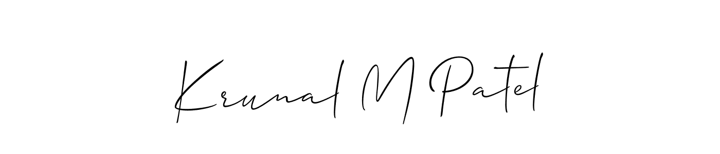 Use a signature maker to create a handwritten signature online. With this signature software, you can design (Allison_Script) your own signature for name Krunal M Patel. Krunal M Patel signature style 2 images and pictures png