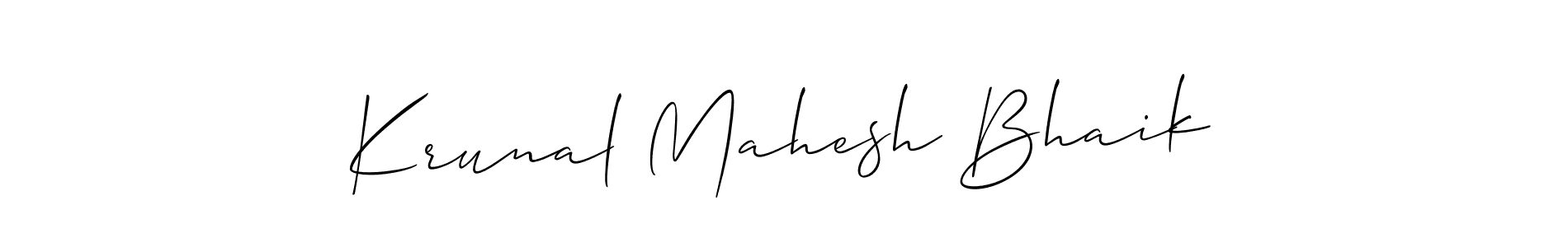 How to make Krunal Mahesh Bhaik signature? Allison_Script is a professional autograph style. Create handwritten signature for Krunal Mahesh Bhaik name. Krunal Mahesh Bhaik signature style 2 images and pictures png