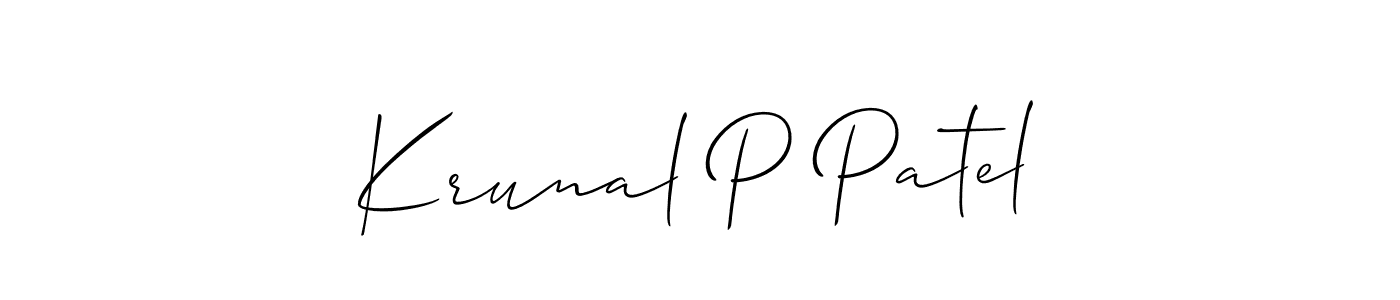 It looks lik you need a new signature style for name Krunal P Patel. Design unique handwritten (Allison_Script) signature with our free signature maker in just a few clicks. Krunal P Patel signature style 2 images and pictures png