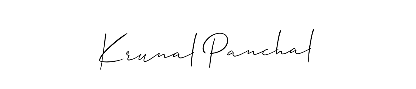 Similarly Allison_Script is the best handwritten signature design. Signature creator online .You can use it as an online autograph creator for name Krunal Panchal. Krunal Panchal signature style 2 images and pictures png