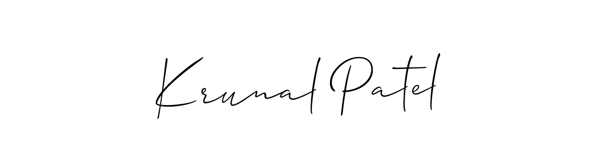 Make a beautiful signature design for name Krunal Patel. With this signature (Allison_Script) style, you can create a handwritten signature for free. Krunal Patel signature style 2 images and pictures png