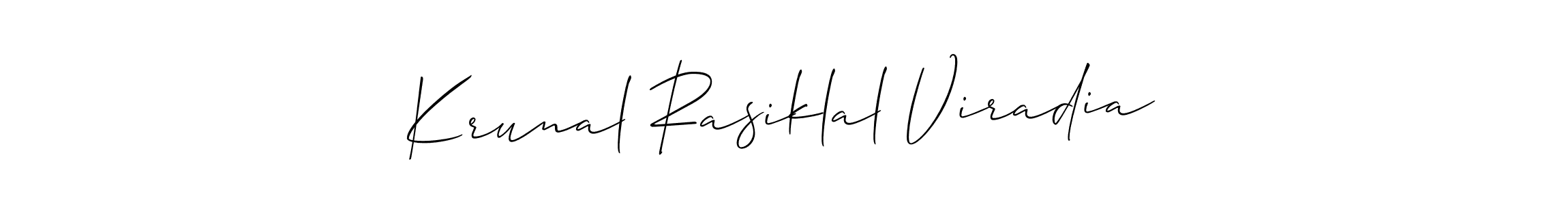 Create a beautiful signature design for name Krunal Rasiklal Viradia. With this signature (Allison_Script) fonts, you can make a handwritten signature for free. Krunal Rasiklal Viradia signature style 2 images and pictures png