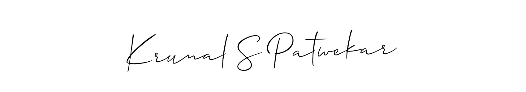 Use a signature maker to create a handwritten signature online. With this signature software, you can design (Allison_Script) your own signature for name Krunal S Patwekar. Krunal S Patwekar signature style 2 images and pictures png