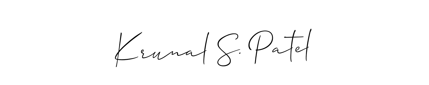 Make a beautiful signature design for name Krunal S. Patel. With this signature (Allison_Script) style, you can create a handwritten signature for free. Krunal S. Patel signature style 2 images and pictures png