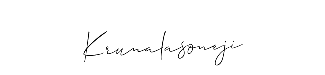 Make a short Krunalasoneji signature style. Manage your documents anywhere anytime using Allison_Script. Create and add eSignatures, submit forms, share and send files easily. Krunalasoneji signature style 2 images and pictures png