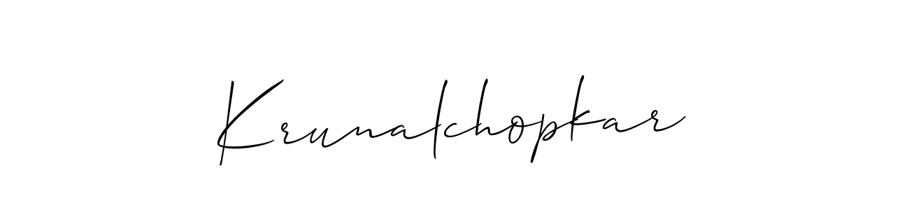 How to Draw Krunalchopkar signature style? Allison_Script is a latest design signature styles for name Krunalchopkar. Krunalchopkar signature style 2 images and pictures png