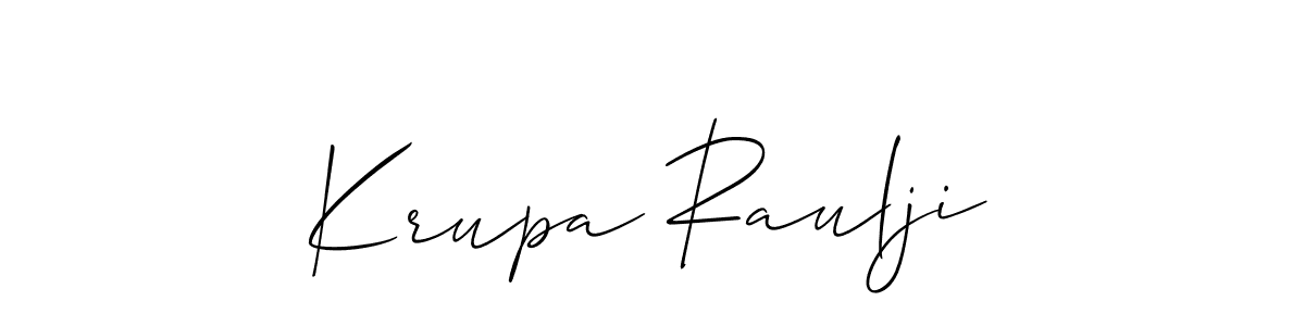 Also You can easily find your signature by using the search form. We will create Krupa Raulji name handwritten signature images for you free of cost using Allison_Script sign style. Krupa Raulji signature style 2 images and pictures png