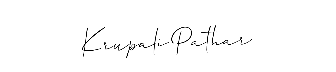 Make a short Krupali Pathar signature style. Manage your documents anywhere anytime using Allison_Script. Create and add eSignatures, submit forms, share and send files easily. Krupali Pathar signature style 2 images and pictures png