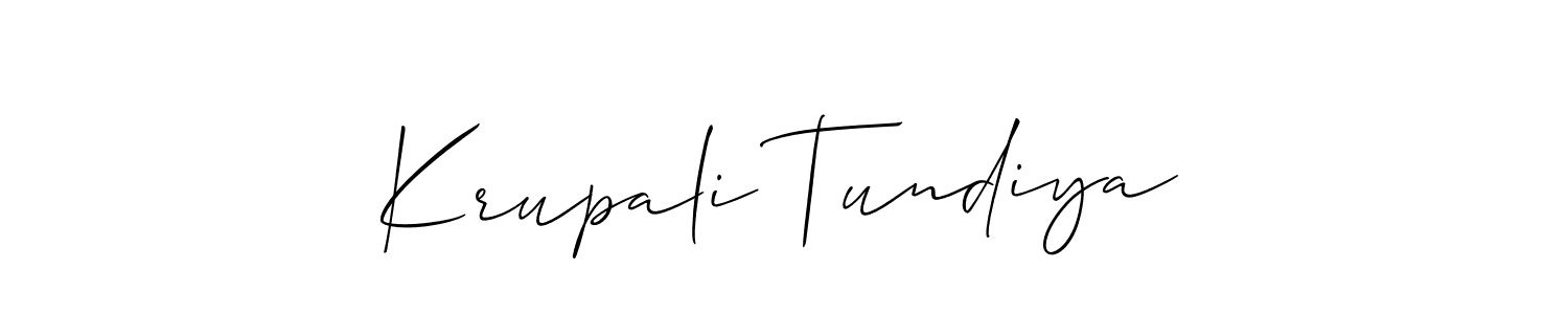 Similarly Allison_Script is the best handwritten signature design. Signature creator online .You can use it as an online autograph creator for name Krupali Tundiya. Krupali Tundiya signature style 2 images and pictures png