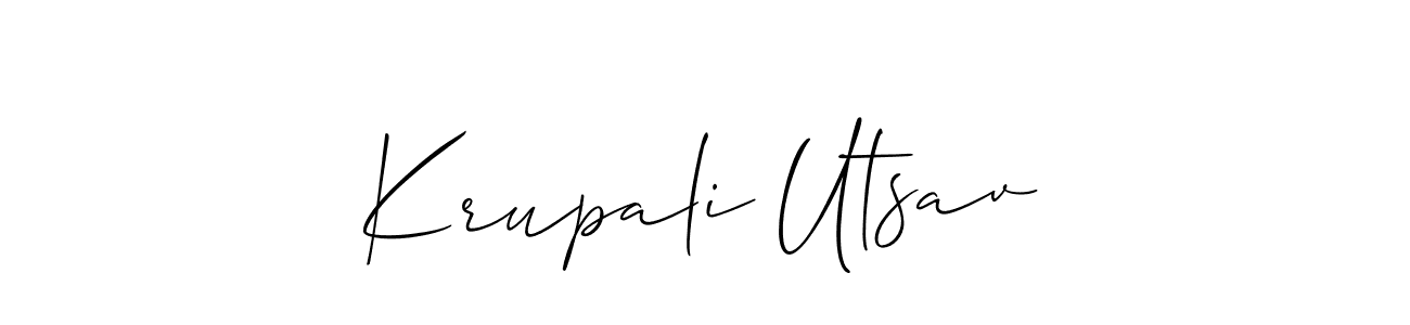 How to Draw Krupali Utsav signature style? Allison_Script is a latest design signature styles for name Krupali Utsav. Krupali Utsav signature style 2 images and pictures png