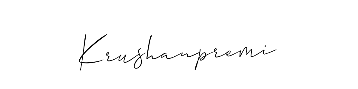 How to make Krushanpremi name signature. Use Allison_Script style for creating short signs online. This is the latest handwritten sign. Krushanpremi signature style 2 images and pictures png