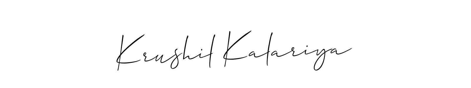 Similarly Allison_Script is the best handwritten signature design. Signature creator online .You can use it as an online autograph creator for name Krushil Kalariya. Krushil Kalariya signature style 2 images and pictures png