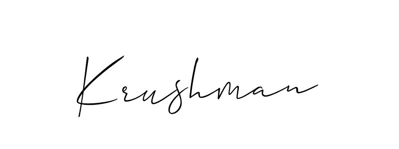 Create a beautiful signature design for name Krushman. With this signature (Allison_Script) fonts, you can make a handwritten signature for free. Krushman signature style 2 images and pictures png