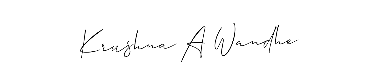 Use a signature maker to create a handwritten signature online. With this signature software, you can design (Allison_Script) your own signature for name Krushna A Wandhe. Krushna A Wandhe signature style 2 images and pictures png