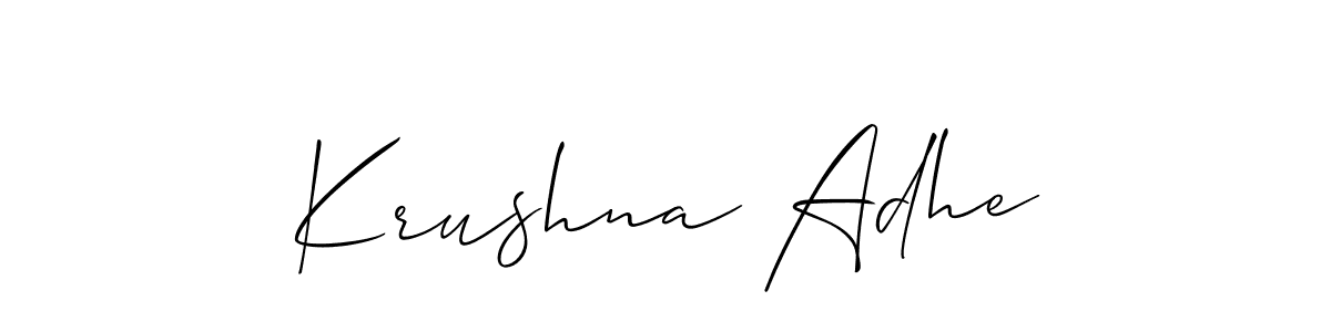 Make a beautiful signature design for name Krushna Adhe. With this signature (Allison_Script) style, you can create a handwritten signature for free. Krushna Adhe signature style 2 images and pictures png