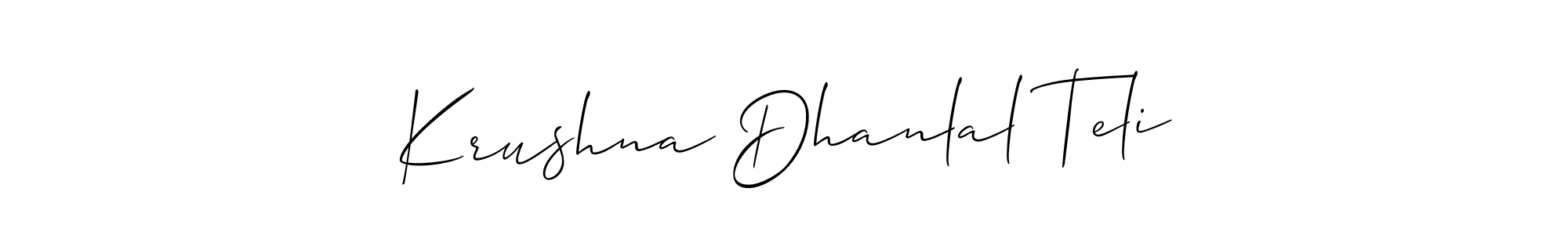 Check out images of Autograph of Krushna Dhanlal Teli name. Actor Krushna Dhanlal Teli Signature Style. Allison_Script is a professional sign style online. Krushna Dhanlal Teli signature style 2 images and pictures png