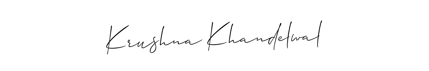 This is the best signature style for the Krushna Khandelwal name. Also you like these signature font (Allison_Script). Mix name signature. Krushna Khandelwal signature style 2 images and pictures png