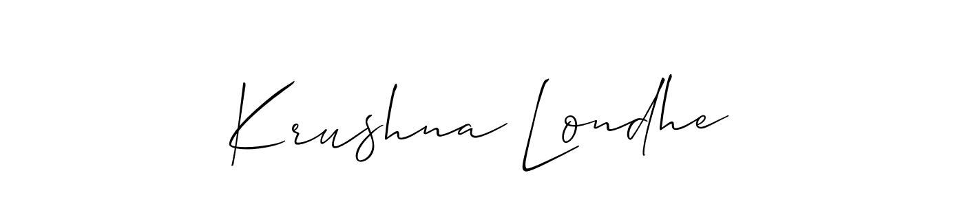 This is the best signature style for the Krushna Londhe name. Also you like these signature font (Allison_Script). Mix name signature. Krushna Londhe signature style 2 images and pictures png