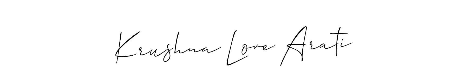 How to make Krushna Love Arati name signature. Use Allison_Script style for creating short signs online. This is the latest handwritten sign. Krushna Love Arati signature style 2 images and pictures png