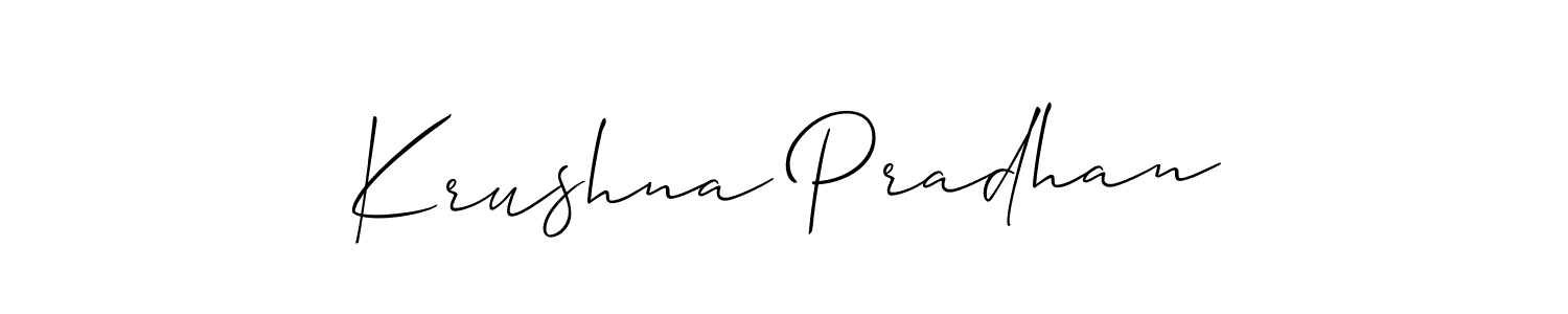 Create a beautiful signature design for name Krushna Pradhan. With this signature (Allison_Script) fonts, you can make a handwritten signature for free. Krushna Pradhan signature style 2 images and pictures png