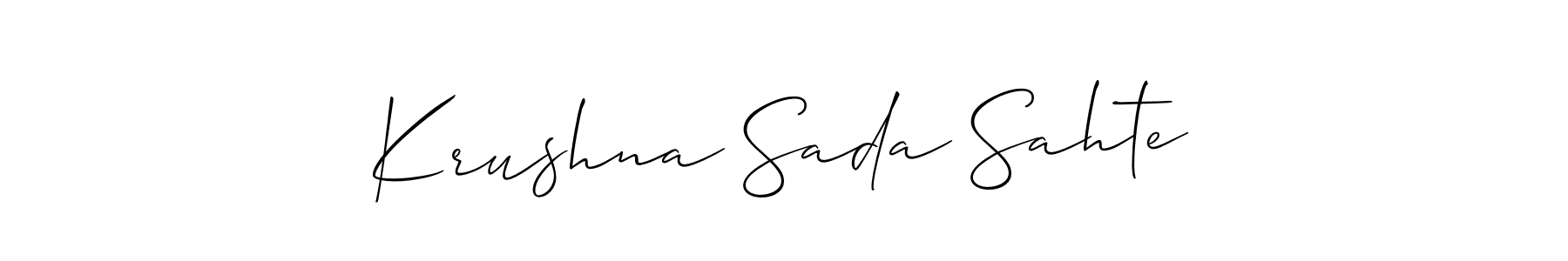 It looks lik you need a new signature style for name Krushna Sada Sahte. Design unique handwritten (Allison_Script) signature with our free signature maker in just a few clicks. Krushna Sada Sahte signature style 2 images and pictures png