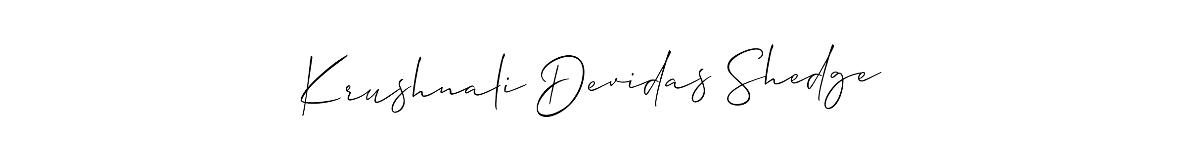 Design your own signature with our free online signature maker. With this signature software, you can create a handwritten (Allison_Script) signature for name Krushnali Devidas Shedge. Krushnali Devidas Shedge signature style 2 images and pictures png