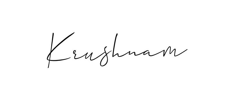 Use a signature maker to create a handwritten signature online. With this signature software, you can design (Allison_Script) your own signature for name Krushnam. Krushnam signature style 2 images and pictures png