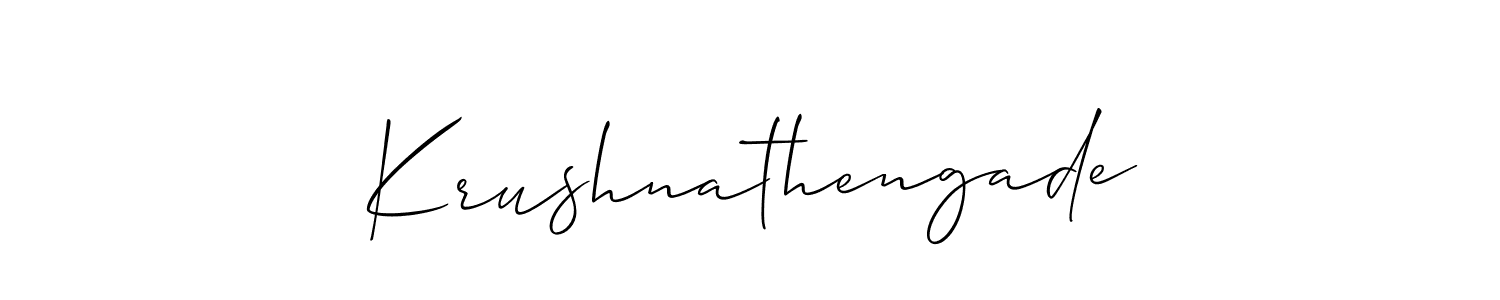 The best way (Allison_Script) to make a short signature is to pick only two or three words in your name. The name Krushnathengade include a total of six letters. For converting this name. Krushnathengade signature style 2 images and pictures png