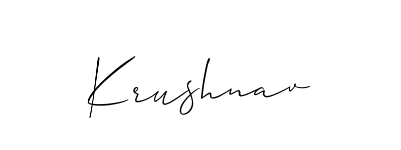 It looks lik you need a new signature style for name Krushnav. Design unique handwritten (Allison_Script) signature with our free signature maker in just a few clicks. Krushnav signature style 2 images and pictures png