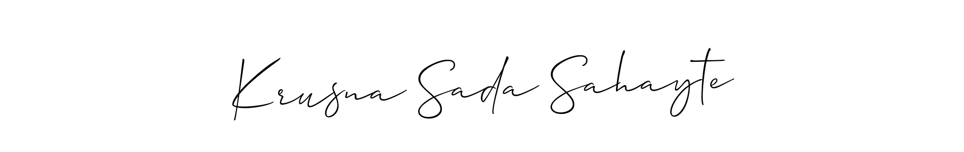 Make a short Krusna Sada Sahayte signature style. Manage your documents anywhere anytime using Allison_Script. Create and add eSignatures, submit forms, share and send files easily. Krusna Sada Sahayte signature style 2 images and pictures png