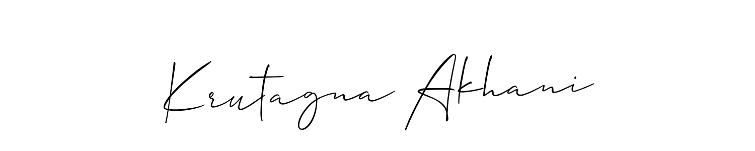 This is the best signature style for the Krutagna Akhani name. Also you like these signature font (Allison_Script). Mix name signature. Krutagna Akhani signature style 2 images and pictures png