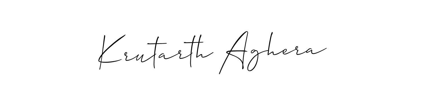 The best way (Allison_Script) to make a short signature is to pick only two or three words in your name. The name Krutarth Aghera include a total of six letters. For converting this name. Krutarth Aghera signature style 2 images and pictures png