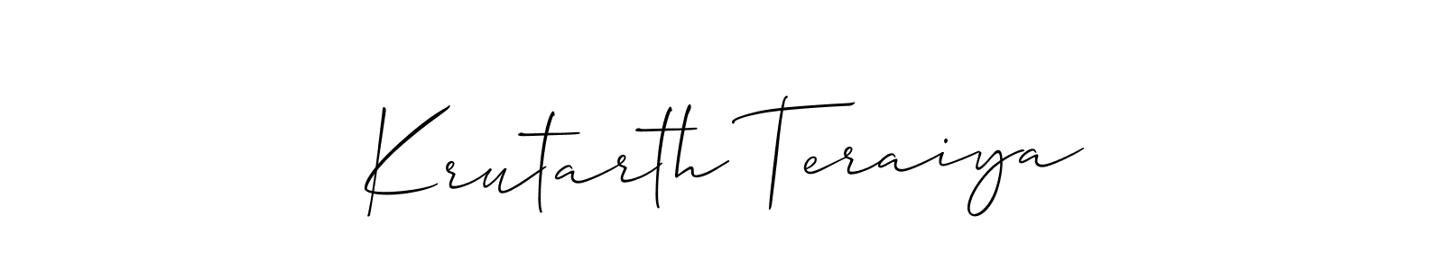 You can use this online signature creator to create a handwritten signature for the name Krutarth Teraiya. This is the best online autograph maker. Krutarth Teraiya signature style 2 images and pictures png