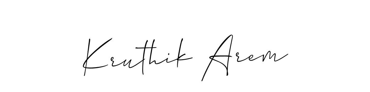 Also You can easily find your signature by using the search form. We will create Kruthik Arem name handwritten signature images for you free of cost using Allison_Script sign style. Kruthik Arem signature style 2 images and pictures png