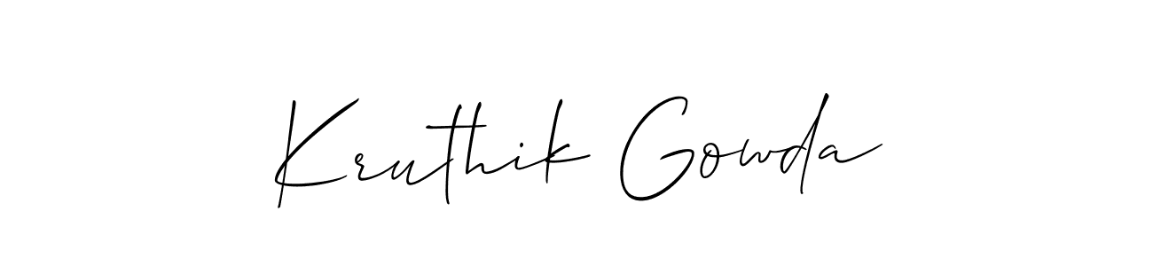 Also we have Kruthik Gowda name is the best signature style. Create professional handwritten signature collection using Allison_Script autograph style. Kruthik Gowda signature style 2 images and pictures png
